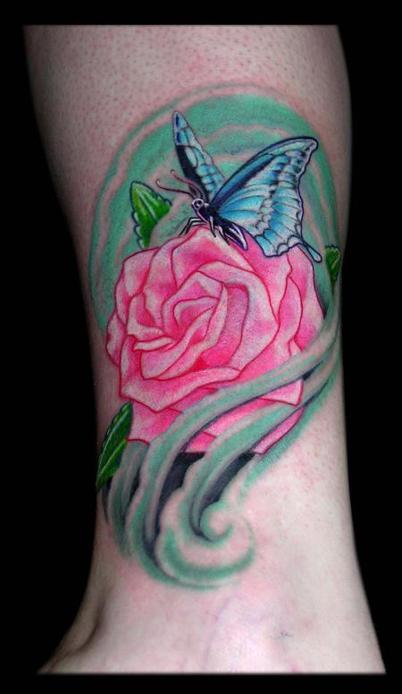 Tattoos - Butterfly and Rose   - 65087